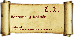 Baranszky Kálmán névjegykártya